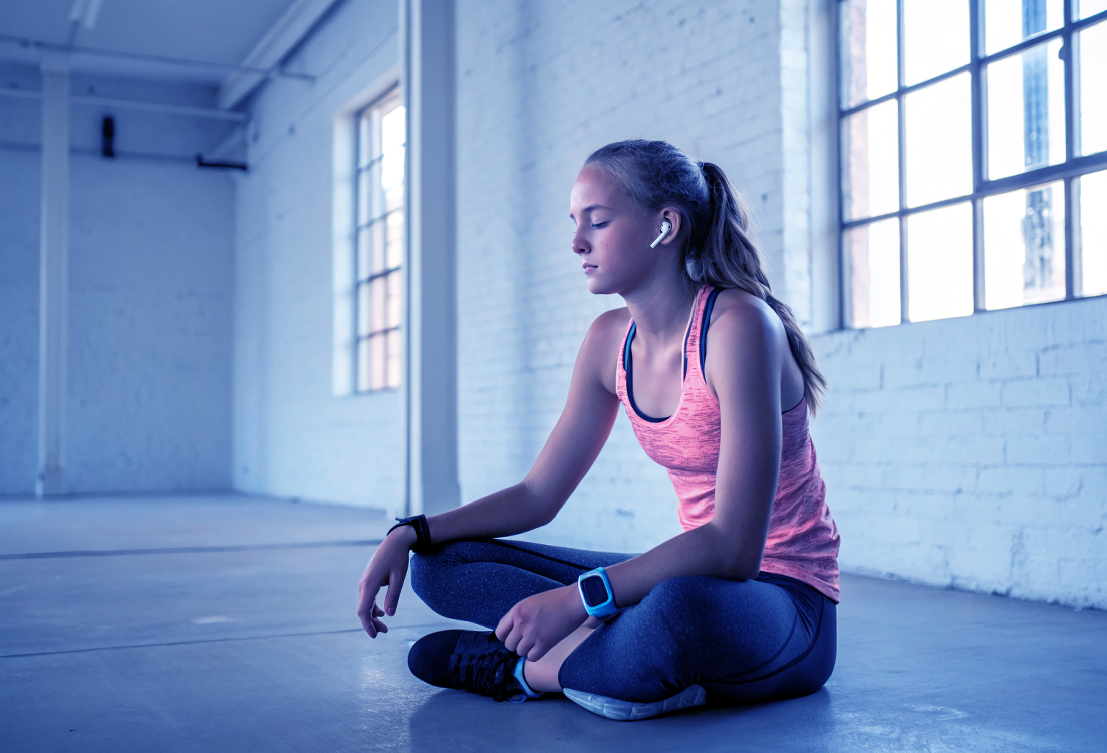 A young athlete training her mind between sessions